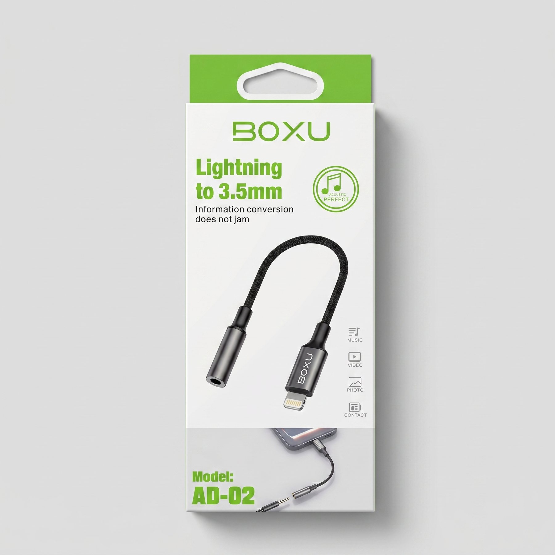 BOXU Lightning to 3.5mm Audio Adapter AD-02