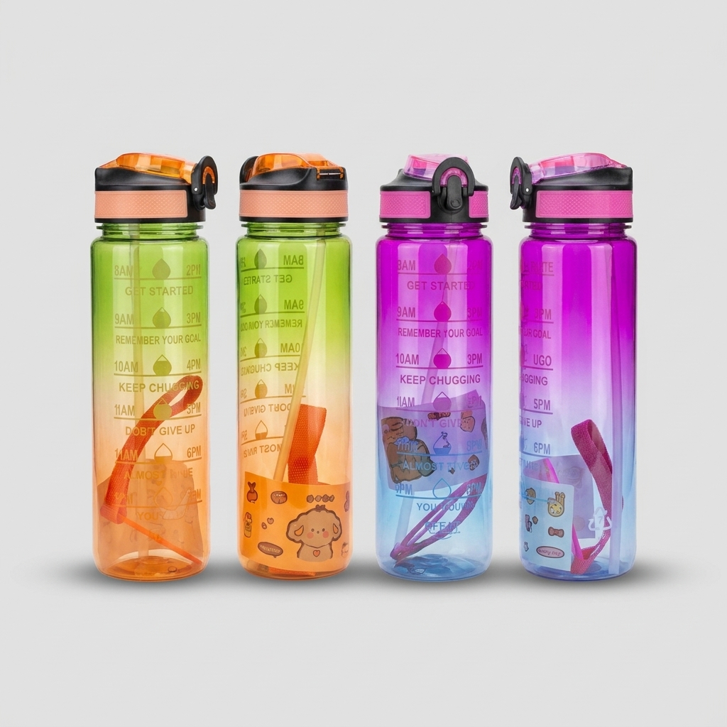 Motivational Time Marker Gradient Sports Bottles (Set of 4)