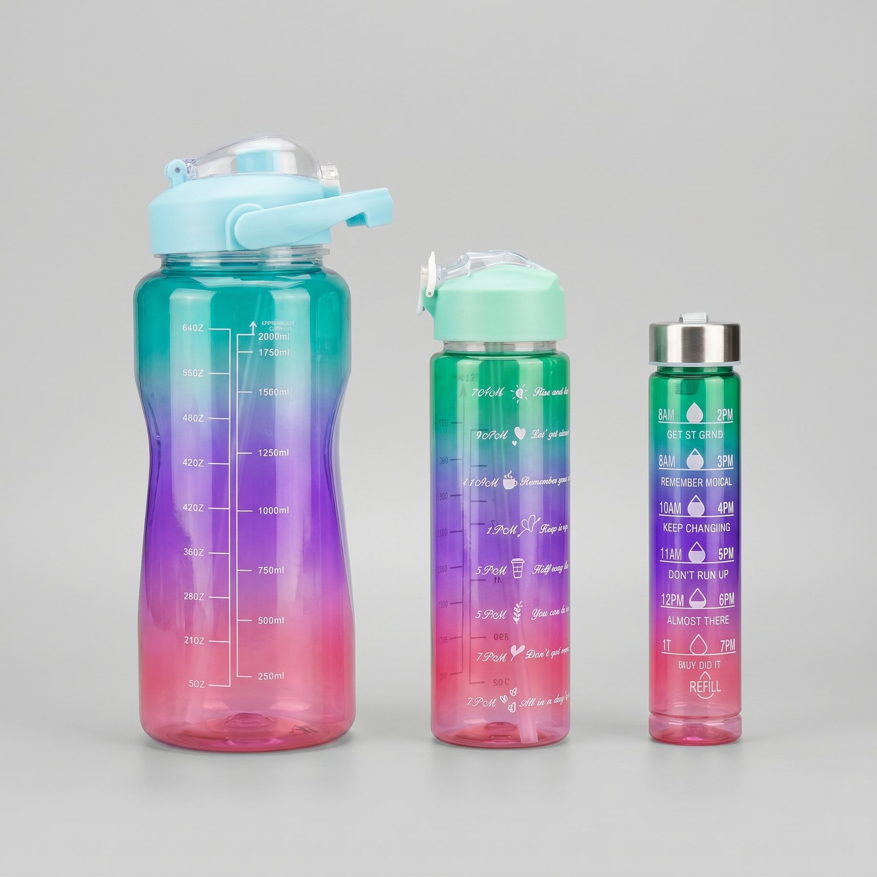 3-in-1 Motivational Water Bottle Set