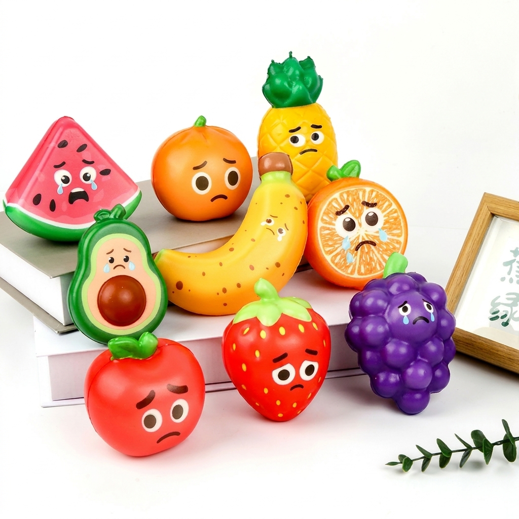 Sad Fruit Squishy Toy Set (9 Pieces)