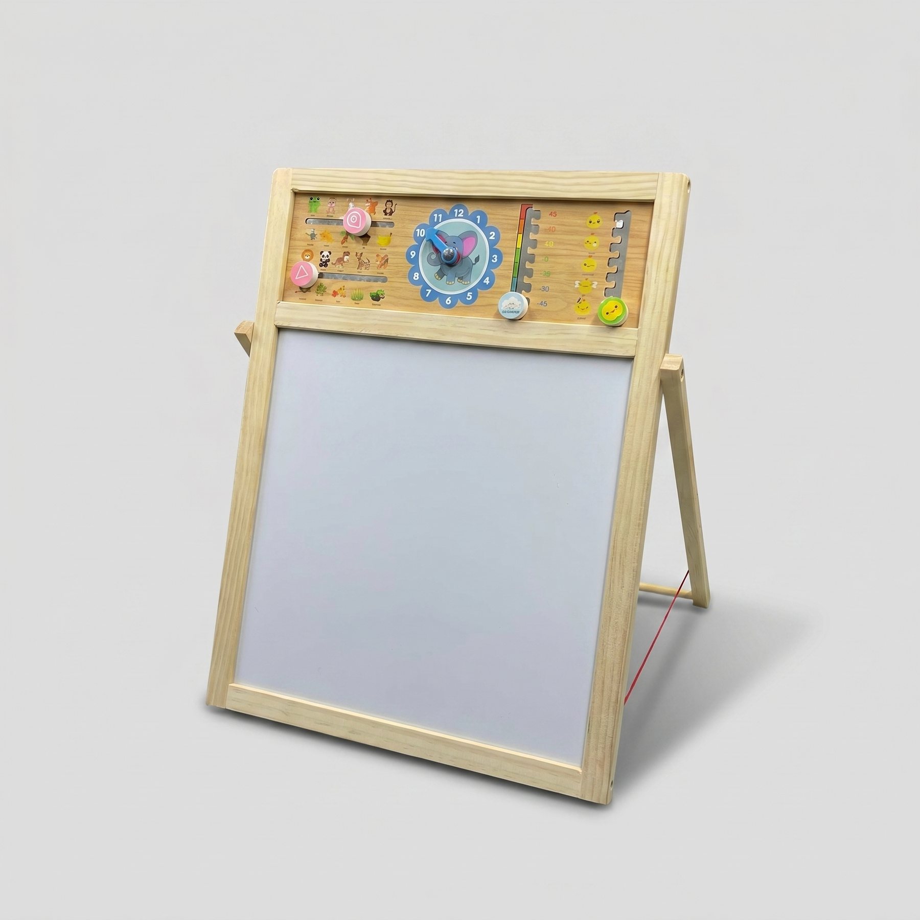 Wooden Double-Sided Learning Clock & Art Easel Board