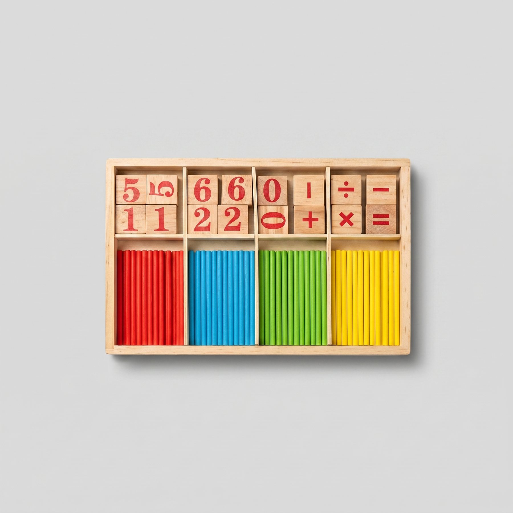 Wooden Educational Math Set with Counting Rods & Number Blocks