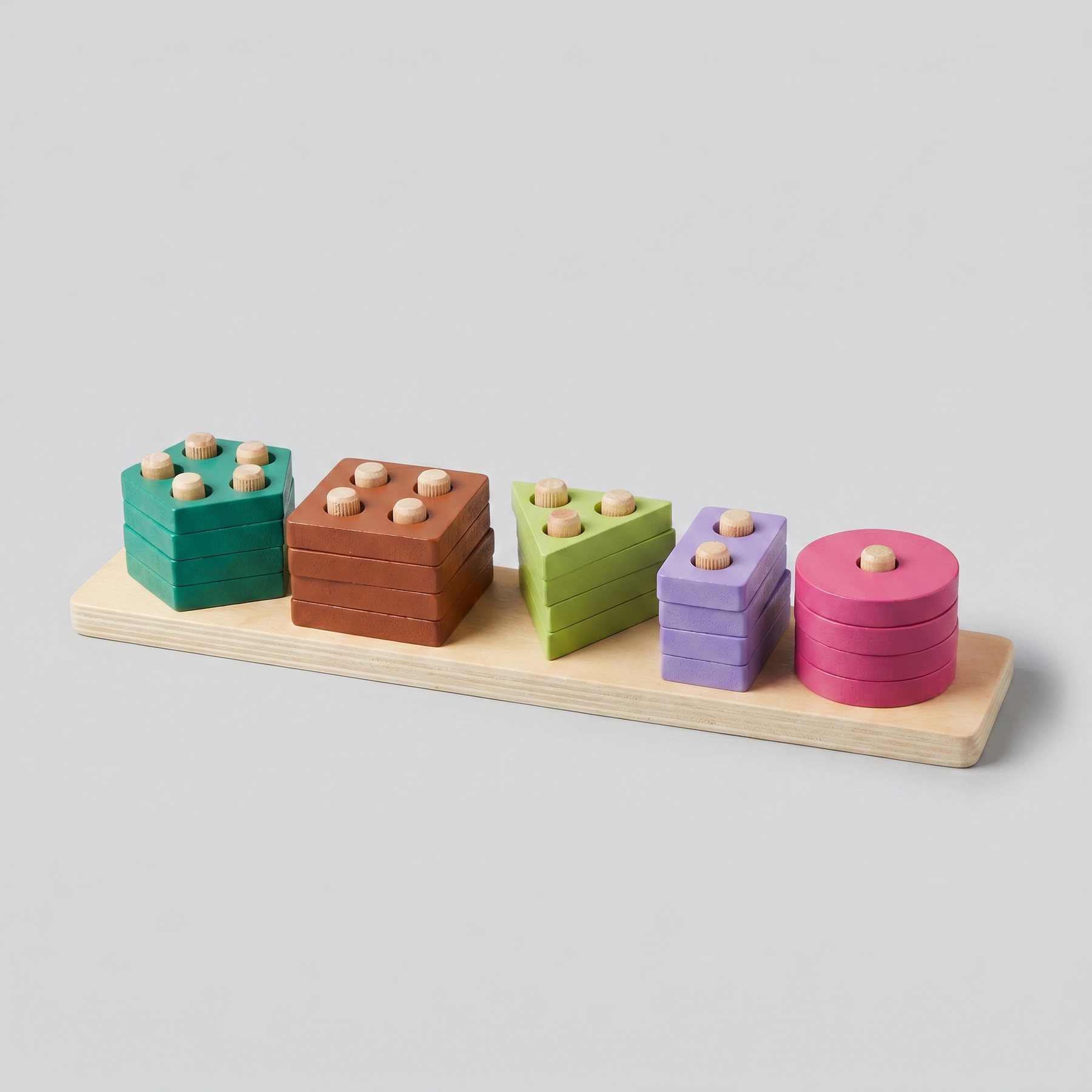Wooden Geometric Columns Sorting and Matching Board Toy